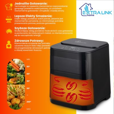 17. Extralink HOME AIR FRYER 5.2L EU SJ-520 Single 5.2L Hot Air Fryer Black