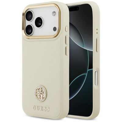 Guess Grained Strass Logo MagSafe case for iPhone 17 Pro - beige
