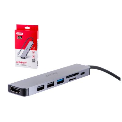 14. UNITEK HUB USB-C 7IN1, HDMI 4K, PD 100W, 5GBPS, ALU