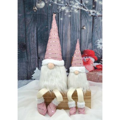 22. SHINY SANTA DECORATIVE gnome 38+20CM PINK