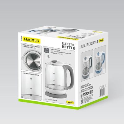 4. Electric glass kettle 1.7l 2200W MR-056-BLUE MAESTRO