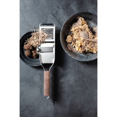 6. Microplane 43313 Hand Grater/Spiralizer Grater with Handle Silver, Wood