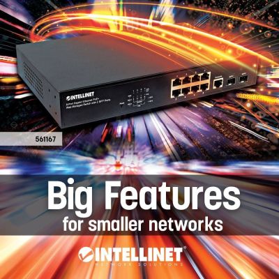 2. Intellinet 561167 Network Links Managed Gigabit Ethernet (10/100/1000) PoE Support Black