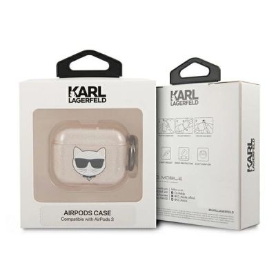 3. Karl Lagerfeld Glitter Choupette Case for AirPods 3 - Gold