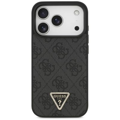 3. Guess Leather 4G Triangle Strass MagSafe Case for iPhone 18 Pro / 17 Pro - Black