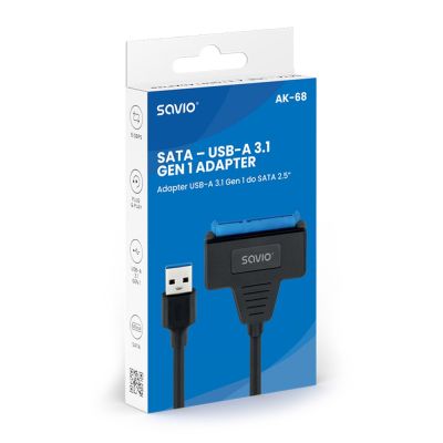 4. SAVIO ADAPTER SATA (F) - USB-A 3.1 GEN 1 (M) FOR 2.5" DRIVES AK-68