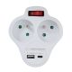 ESPERANZA ELECTRIC SPLITTER 2 OUTLETS USB-C USB-A ON WHITE ELK311W