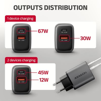 7. Axagon ACU-PQ67 charger for mobile devices Universal Black, Gray Alternating current Fast charging Internal
