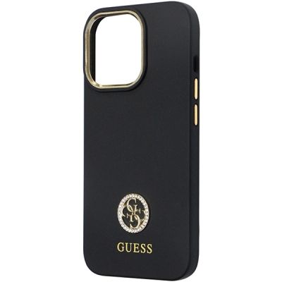 6. Guess 4G Silicone Logo Strass Case for iPhone 13 Pro Max - Black