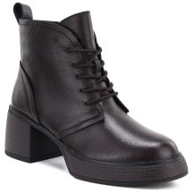 Women's leather ankle boots on a platform, insulated, brown, D&A S.Barski CR62-3368