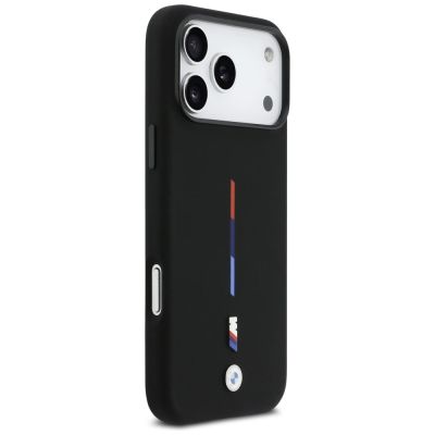 4. BMW M Silicon Tricolor Line MagSafe Case for iPhone 17 Pro Max - Black