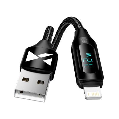 2. USB-A Cable - Lightning Wozinsky WUALC2 with LED Display 2.4A 2m - Black