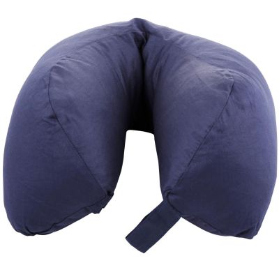 2. TRAVEL BLUE CRESCENT-SHAPED TRAVEL PILLOW WITH NATURAL GOOSE FEATHERS