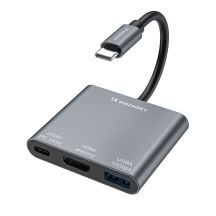 Hub Wozinsky WHCH-01 USB-C PD 100W HDMI 4K@30Hz USB-A 10Gbps - gray