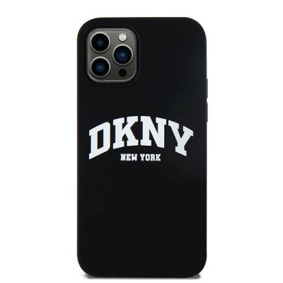 8. DKNY Liquid Silicone White Printed Logo MagSafe Case for iPhone 12/12 Pro - Black
