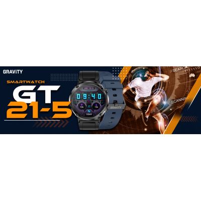 10. Gravity GT21-5 Smartwatch + Navy Blue Silicone Strap