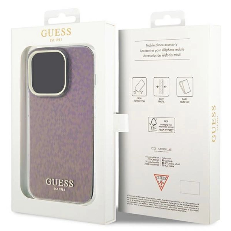 8. Guess GUHCP15LHDECMP iPhone 15 Pro 6.1" pink/pink hardcase IML Faceted Mirror Disco Iridescent