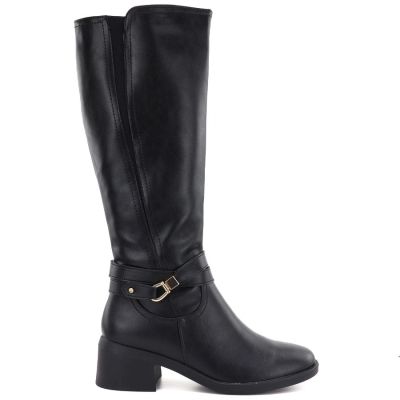 2. Women's leather boots with heels, insulated, black, Sergio Leone KZ-13-S