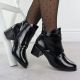 5. Black patent ankle boots for women with bows and block heel M.Daszyński 2481