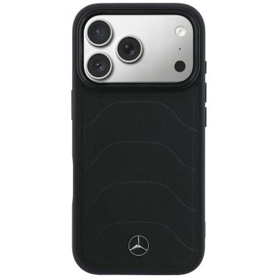 3. Mercedes Leather Mesh with Bow Line MagSafe Case for iPhone 17 Pro Max - Black