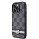 2. DKNY Leather Checkered Mono Pattern & Printed Stripes iPhone 14 Pro Case - Black