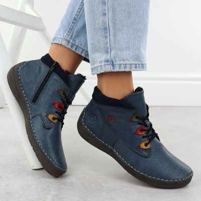 5. Comfortable insulated blue women's ankle boots Rieker 52544-14