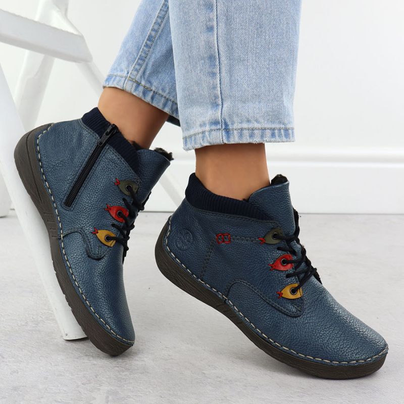 5. Comfortable insulated blue women's ankle boots Rieker 52544-14
