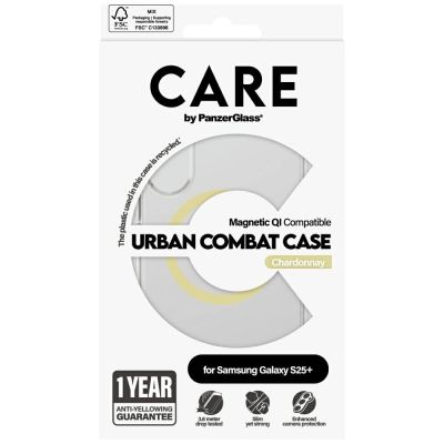 4. CARE by PanzerGlass Flagship Urban Combat Chardonnay QI Case for Samsung Galaxy S25+ - Transparent