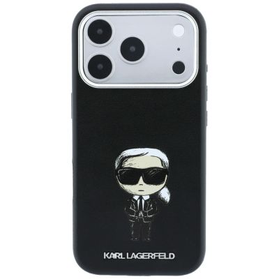 4. Karl Lagerfeld Smooth Ikonik Sketch MagSafe Case for iPhone 18 Pro / 17 Pro - Black