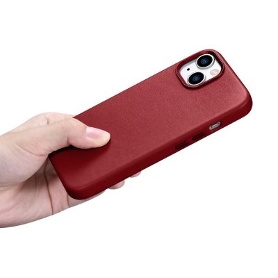 21. iCarer Case Leather case cover made of natural leather for iPhone 14 Plus red (compatible with MagSafe)
