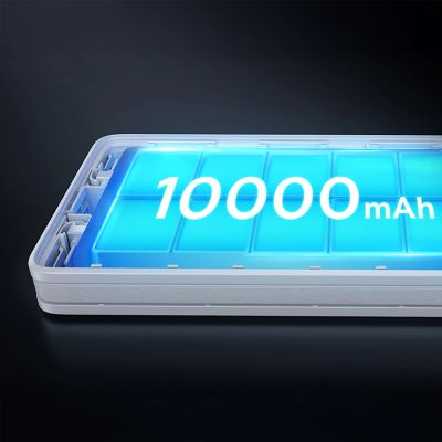 18. Baseus Airpow Lite 10000mAh 22.5W Power Bank with Built-in USB-C and Lightning Cables - White