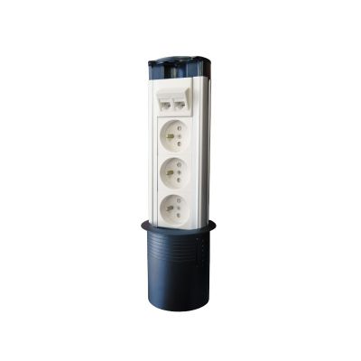 L- Furniture socket for the countertop, recessed power column 3 electrical sockets + 2 computer sockets ALANTEC