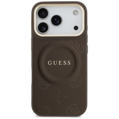 3. Guess Peony Hot Stamp MagSafe Case for iPhone 17 Pro - Brown