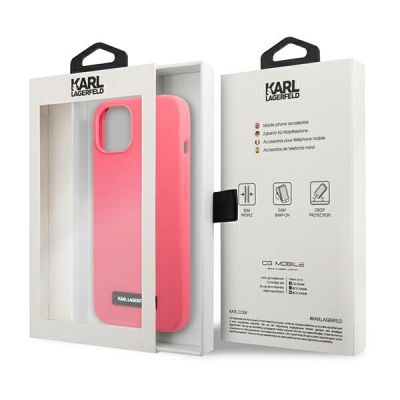 8. Karl Lagerfeld Silicone Plaque iPhone 13 Case - Fuchsia