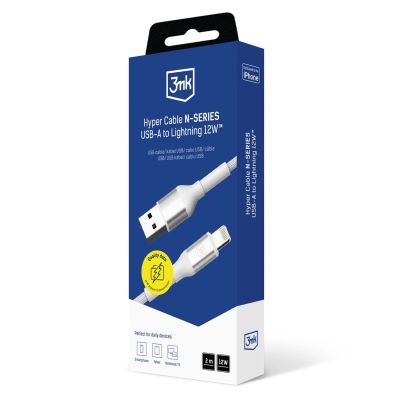 13. 3mk 3mk Cable 3mk Hyper Cable N-SERIES USB-A / Lightning 2m 5V/2.4A 12W / white