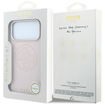 8. Guess Perforated 4G Gold Logo Magsafe Case for iPhone 17 Pro Max / 18 Pro Max - Pink