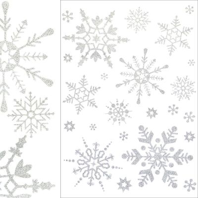 SILVER CHRISTMAS WINDOW STICKERS