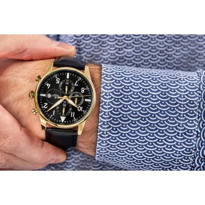 4. Men's Watch Giewont Chronograph Sapphire Black and Gold GW5630-A4