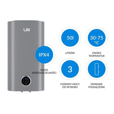 3. Electric boiler LIN LIFVD1SMGY 50L gray SMART