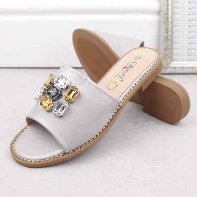 6. S.Barski W OLI262B silver zirconium flip-flops