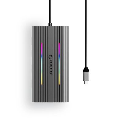 2. Orico XCR 12in1 RGB USB-C Docking Station 3x USB-A USB-C PD 100W HDMI 4K VGA RJ45 Gigabit SD and microSD Card Reader - Gray