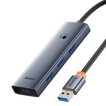 Baseus UltraJoy Series USB-A hub 4xUSB-A 3.0 1xUSB-C 5V 50cm - gray