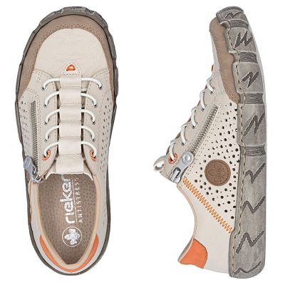3. Women's leather openwork shoes, beige, Rieker L0355-61