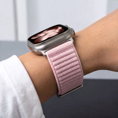 6. Tech-Protect NylonLoop Band for Apple Watch 44 / 45 / 46 / 49 mm – Pink