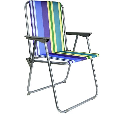 6. REDCLIFFS FOLDING CHAIR WITH ARMRESTS, BLUE STRIPES