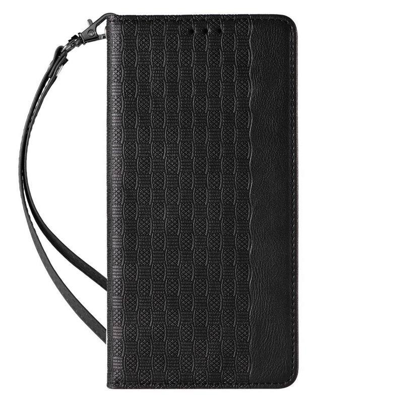 4. Magnet Strap Case for Samsung Galaxy S23 Flip Wallet Mini Lanyard Stand Black