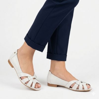 4. Women's leather ballerinas, openwork, comfortable, silver, Gino Fabiani OL28-1