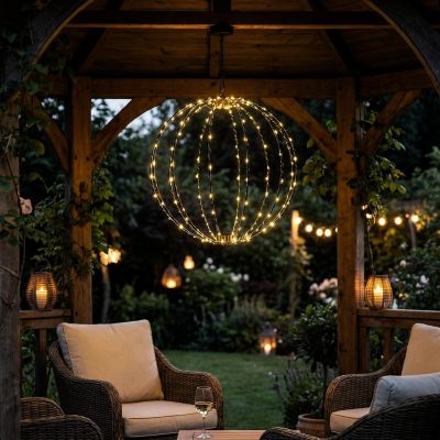 13. SOLAR HANGING LAMP BALL 30CM 120 LED WARM WHITE