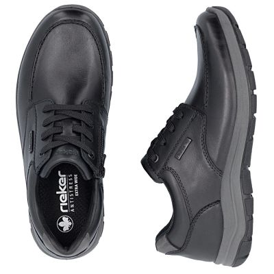 11. Men's comfortable leather shoes, width H, black, Rieker 03607-24