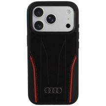Audi R8 Genuine Leather MagSafe Case for iPhone 18 Pro / 17 Pro - Black and Red